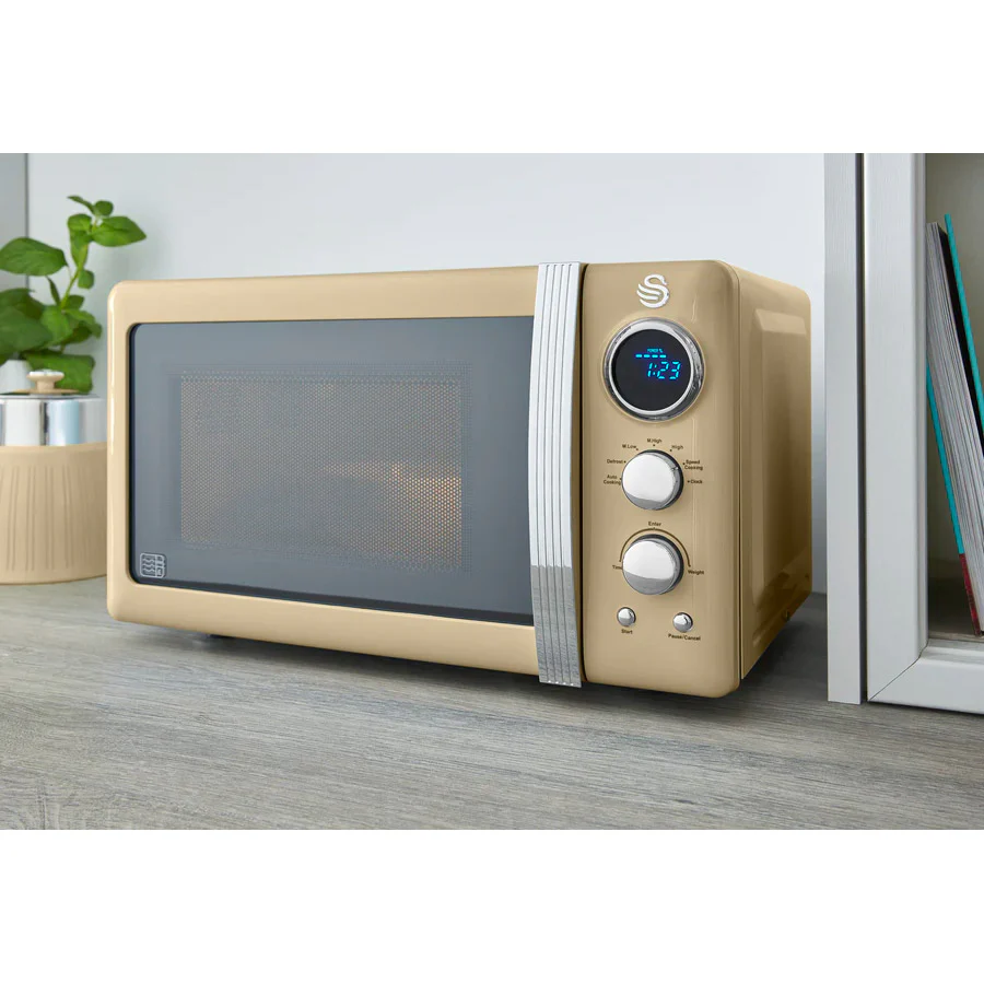 Swan 800W Digital Retro Microwave - Cream - Image 5