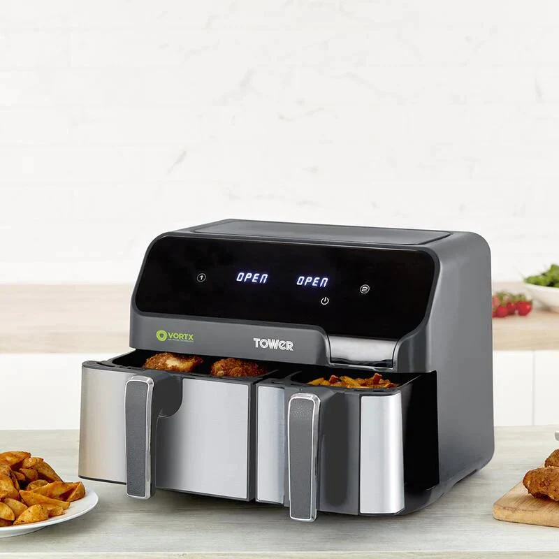 Tower Vortx Eco Duo Basket Air Fryer Grey Digital 5.2L + 3.3L - Image 7