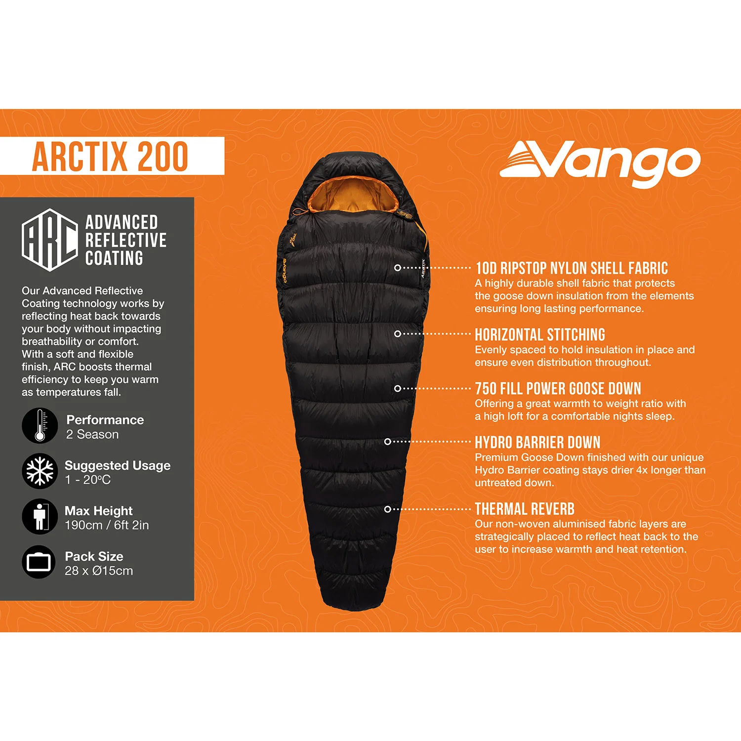 Vango Arctix 200 Down Sleeping Bag - Image 2