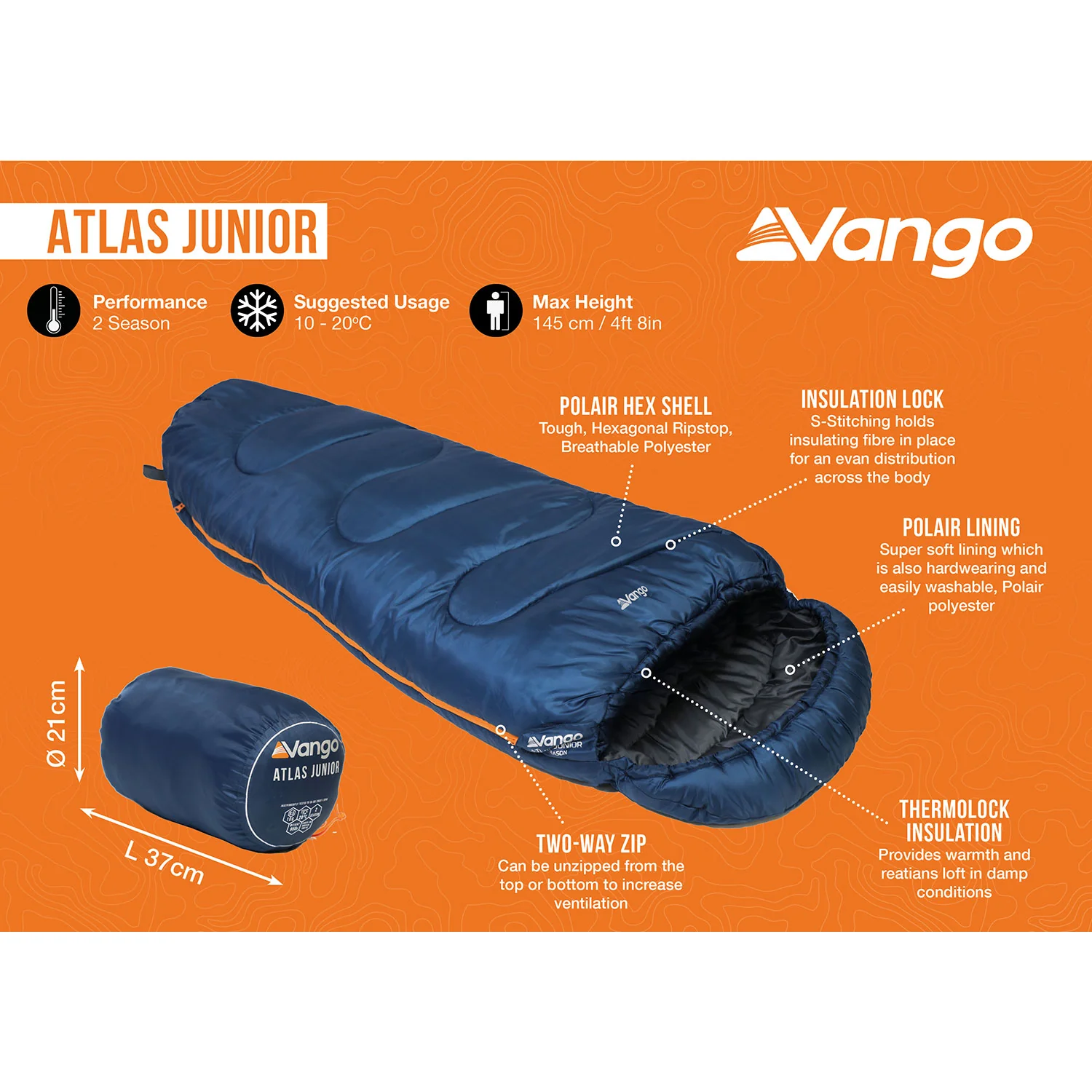 Vango Atlas Junior Kids Sleeping Bag - Image 2