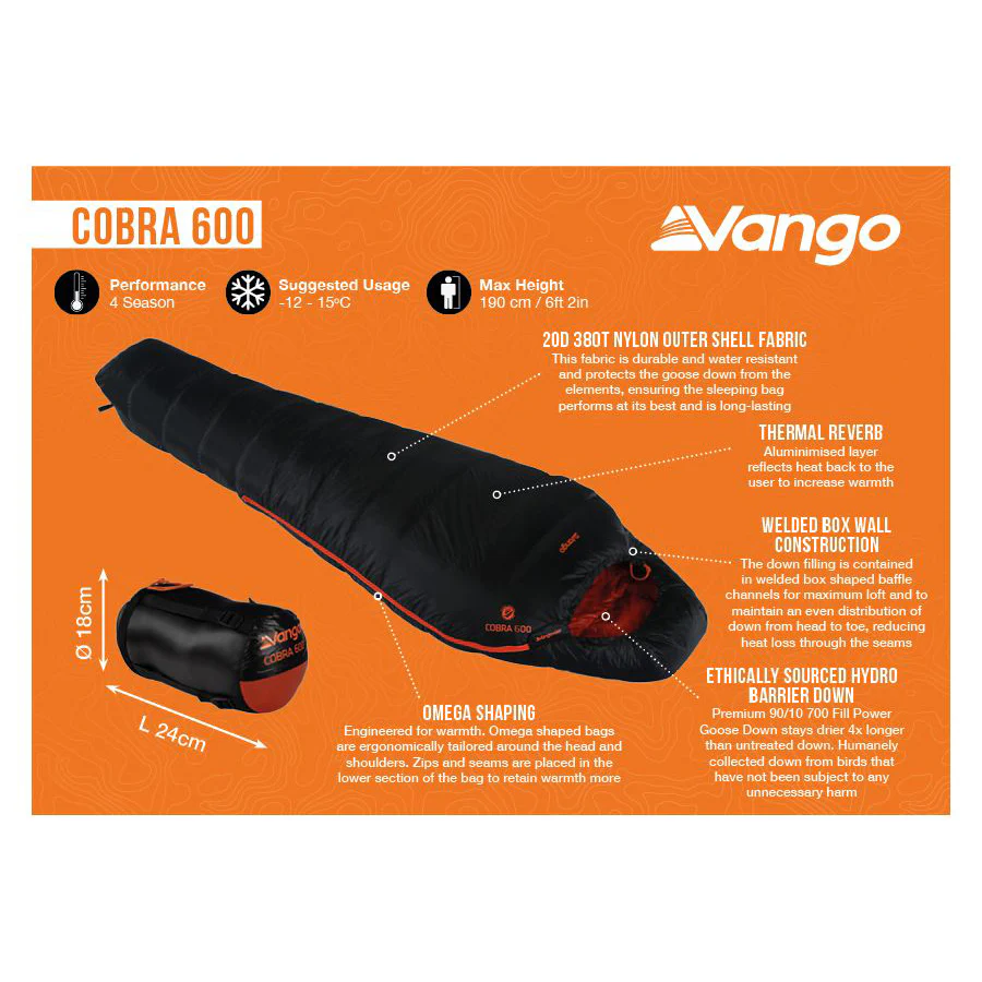 Vango Cobra 600 Sleeping Bag - Anthracite - Image 5