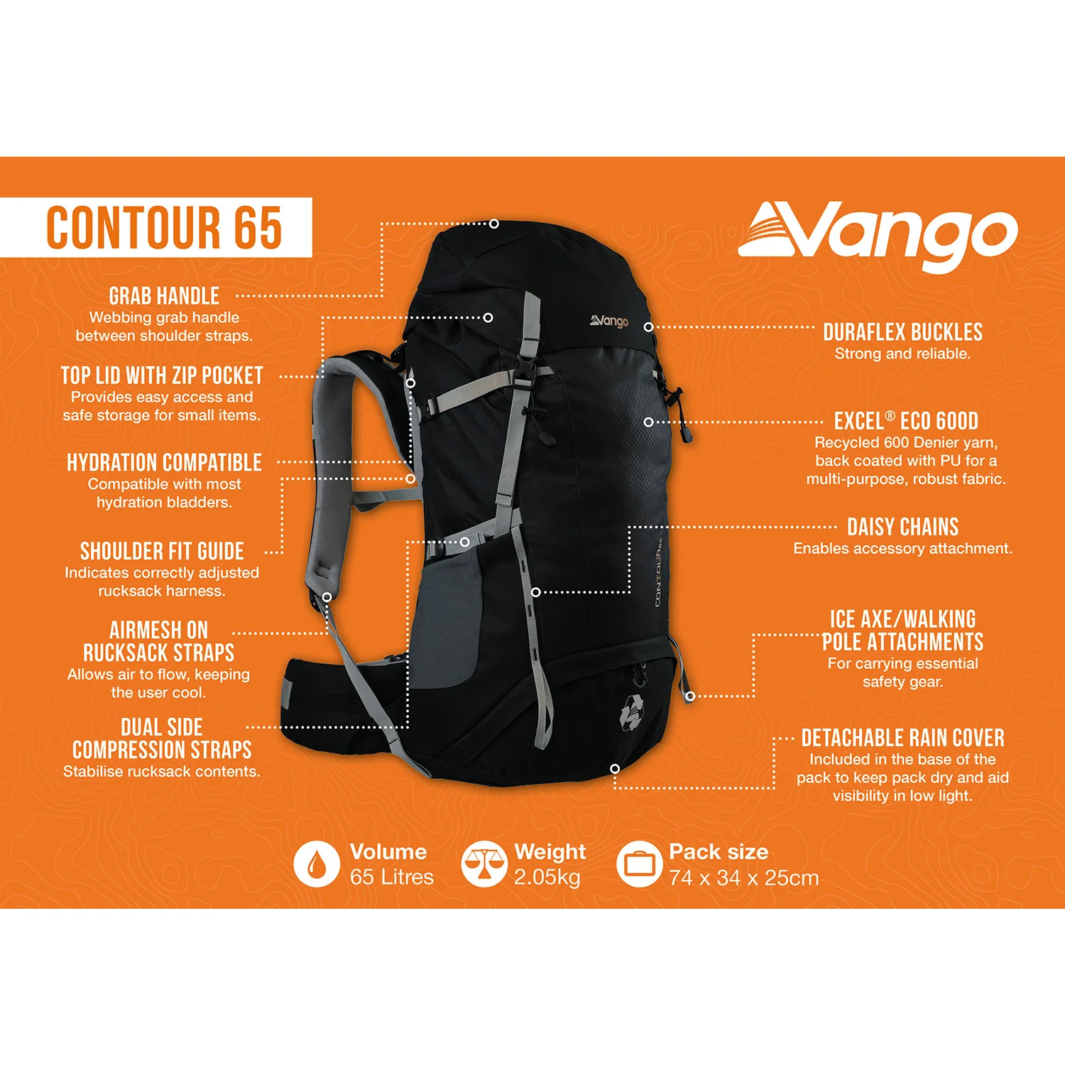 Vango Contour 65 Backpack - Image 2