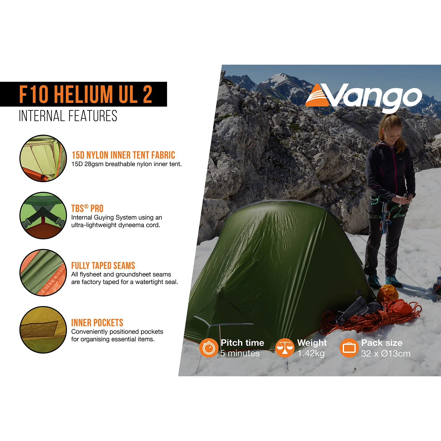 Vango F10 Helium UL 2 Lightweight Tent - Image 4