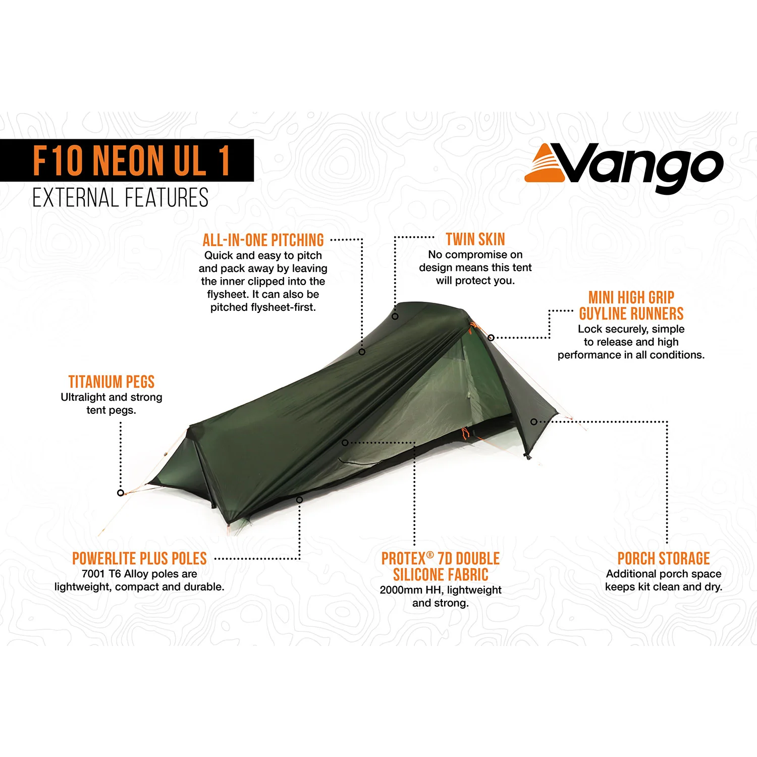 Vango F10 Neon UL 1 Ultralight 1-Person Tent - Image 3