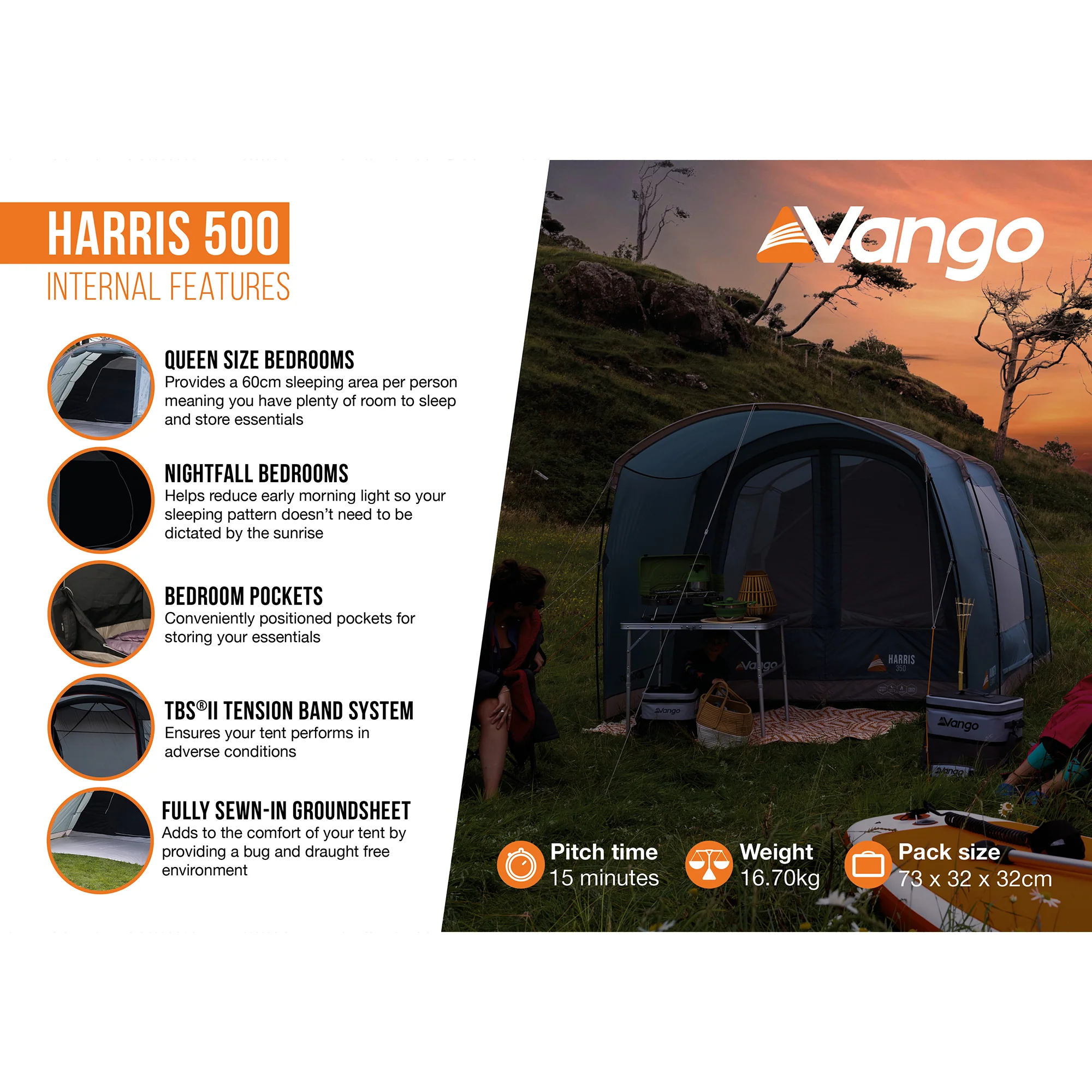 Vango Harris 500 5-Person Family Tent - Image 3