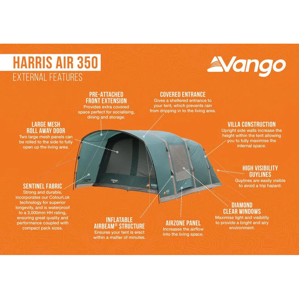 Vango Harris Air 350 AirBeam® 3-Person Tent - Image 3