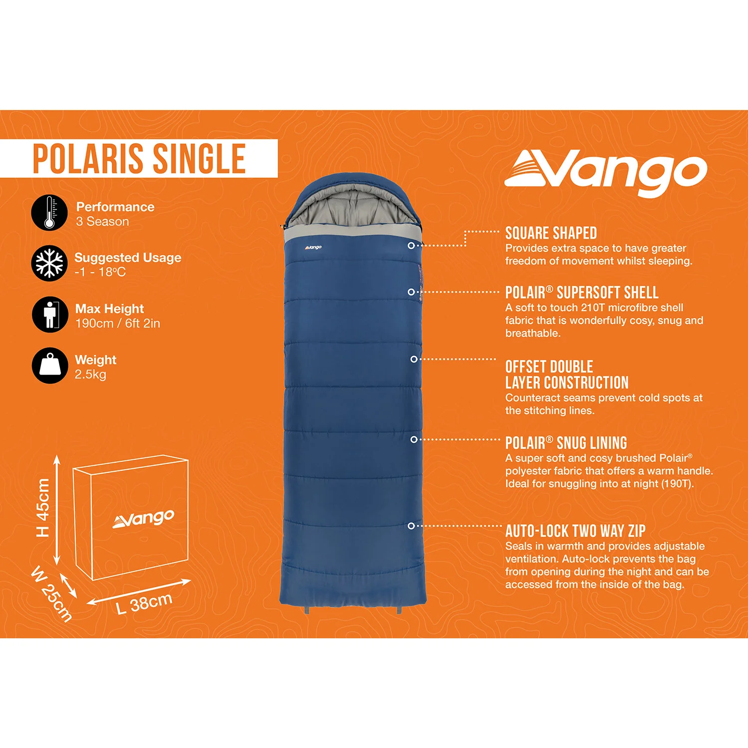 Vango Polaris Single Sleeping Bag - Image 2