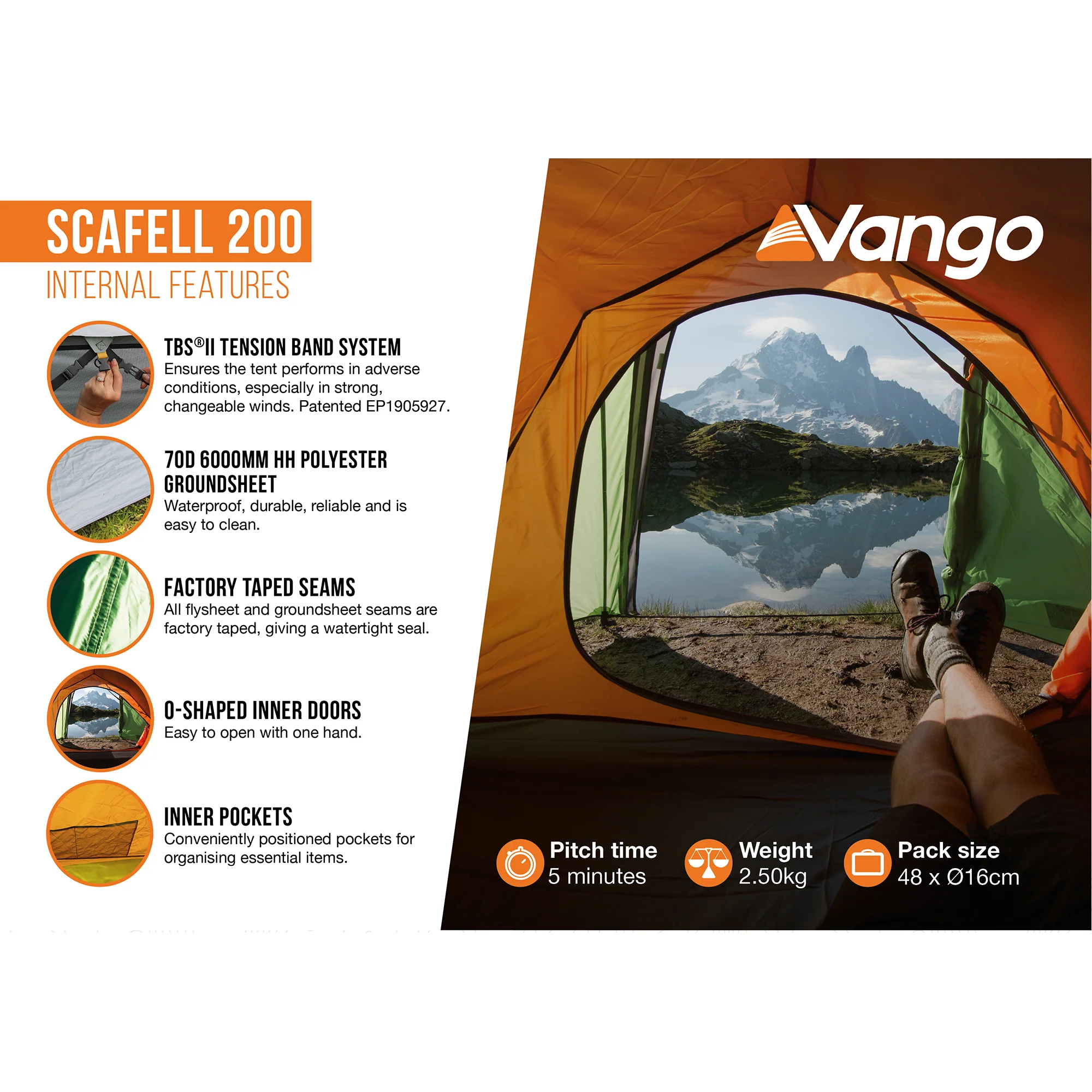 Vango Scafell 200 2-Person Trekking Tent - Image 3