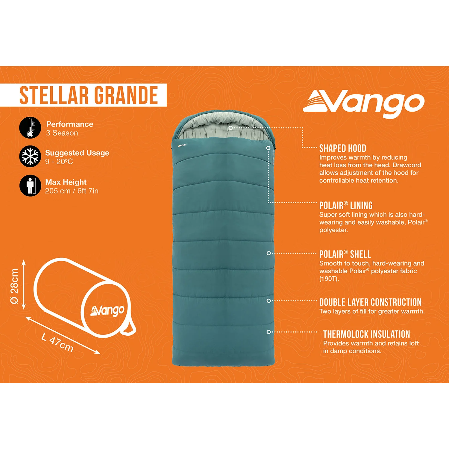 Vango Stellar Grande Sleeping Bag - Oasis - Image 2