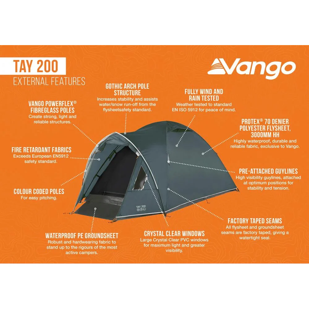 Vango Tay 200 2-Person Tent - Deep Blue - Image 3