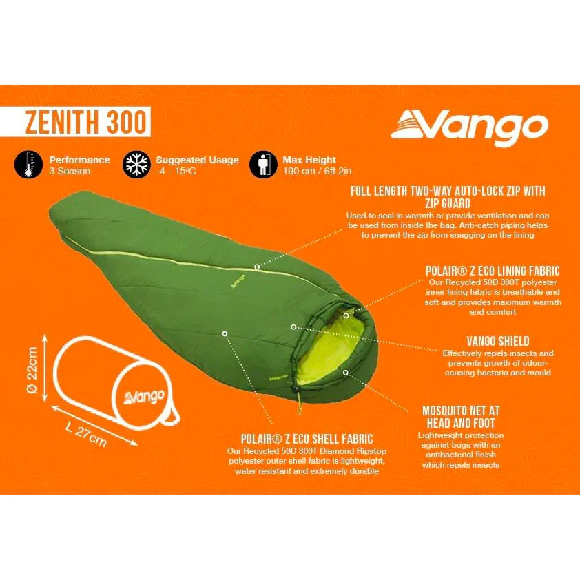 Vango Zenith 300 Sleeping Bag - Triple Pack - Image 2