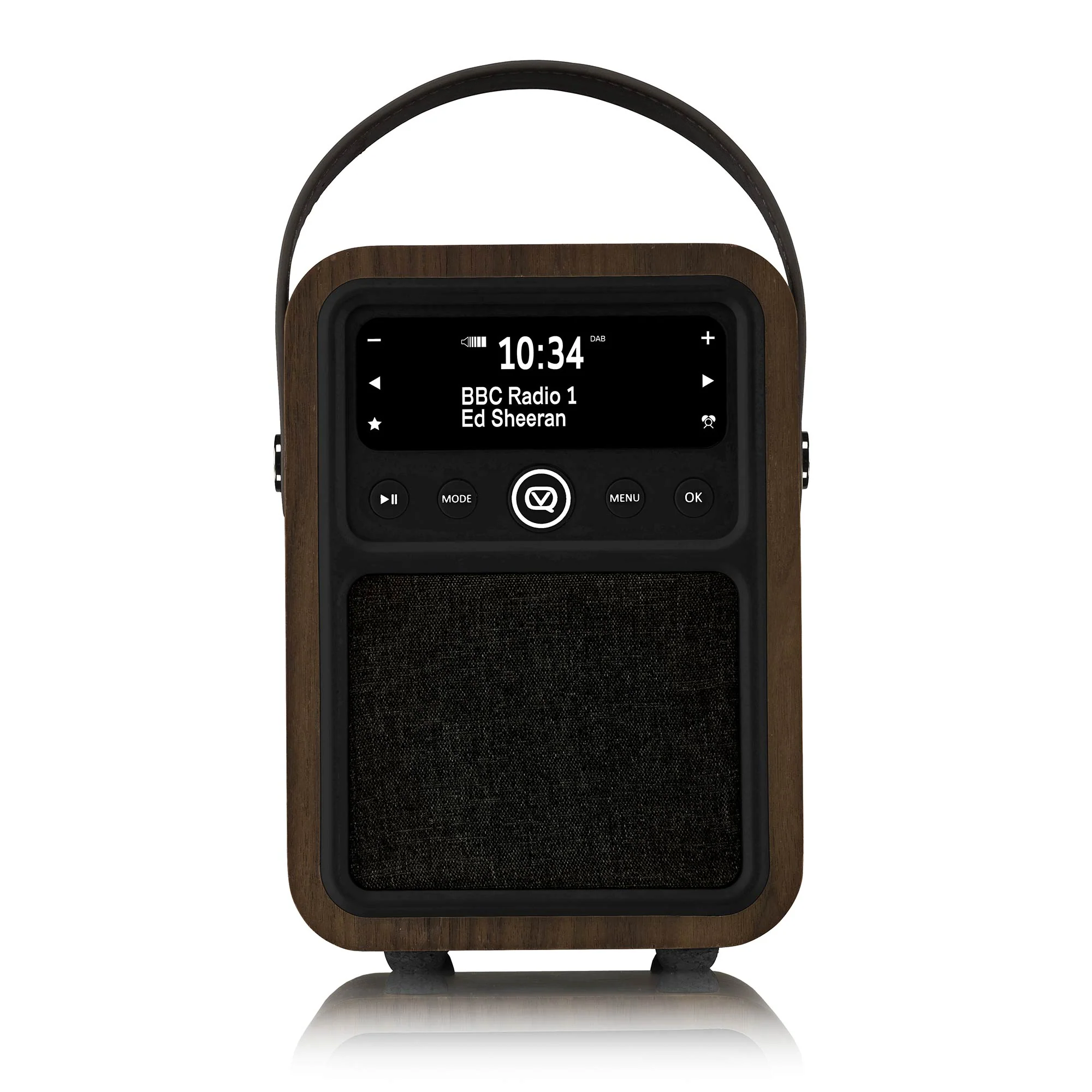 VQ Monty Portable DAB/FM Radio & Bluetooth Speaker with Rechargeable Battery Pack in Black & Walnut