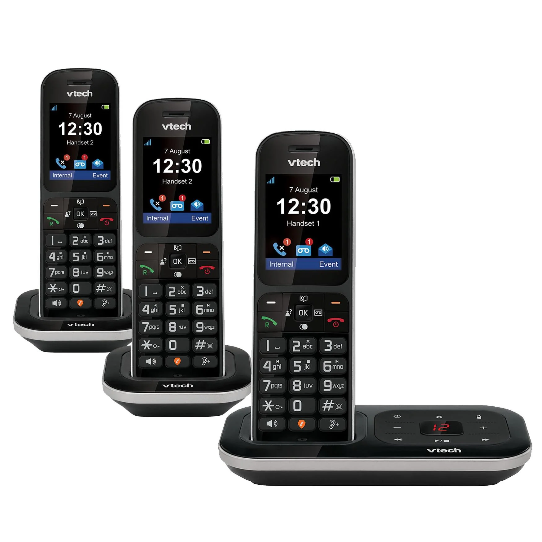 VTech PS1352 Cordless Phone with Answering Machine, Three Handset