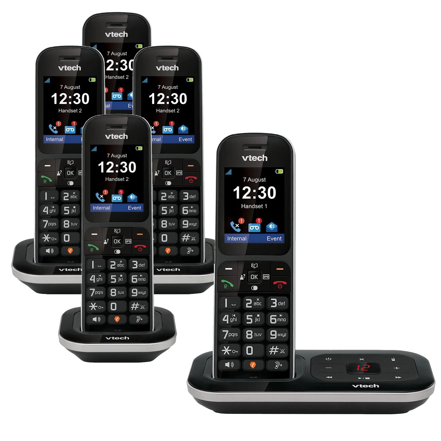 VTech PS1354 Cordless Phone with Answering Machine, Five Handset