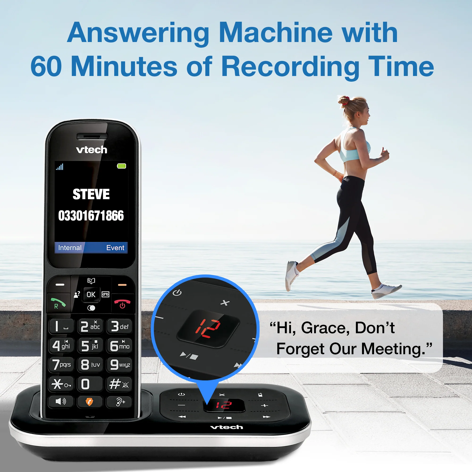 VTech PS1354 Cordless Phone with Answering Machine, Five Handset - Image 4