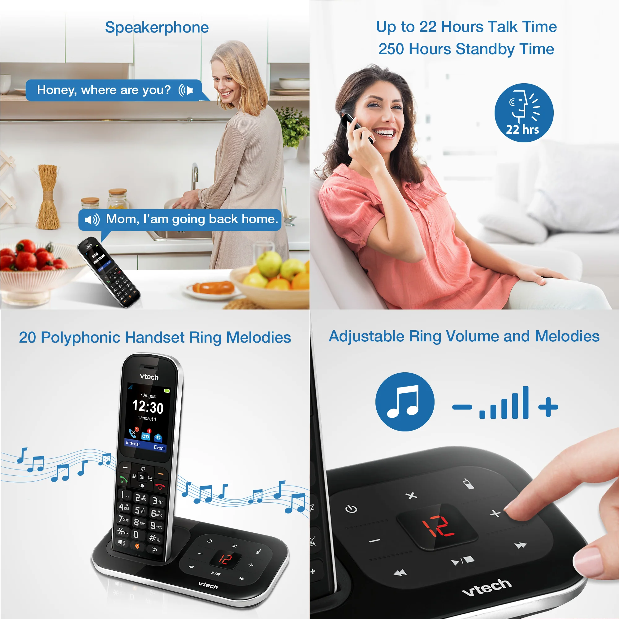 VTech PS1354 Cordless Phone with Answering Machine, Five Handset - Image 5