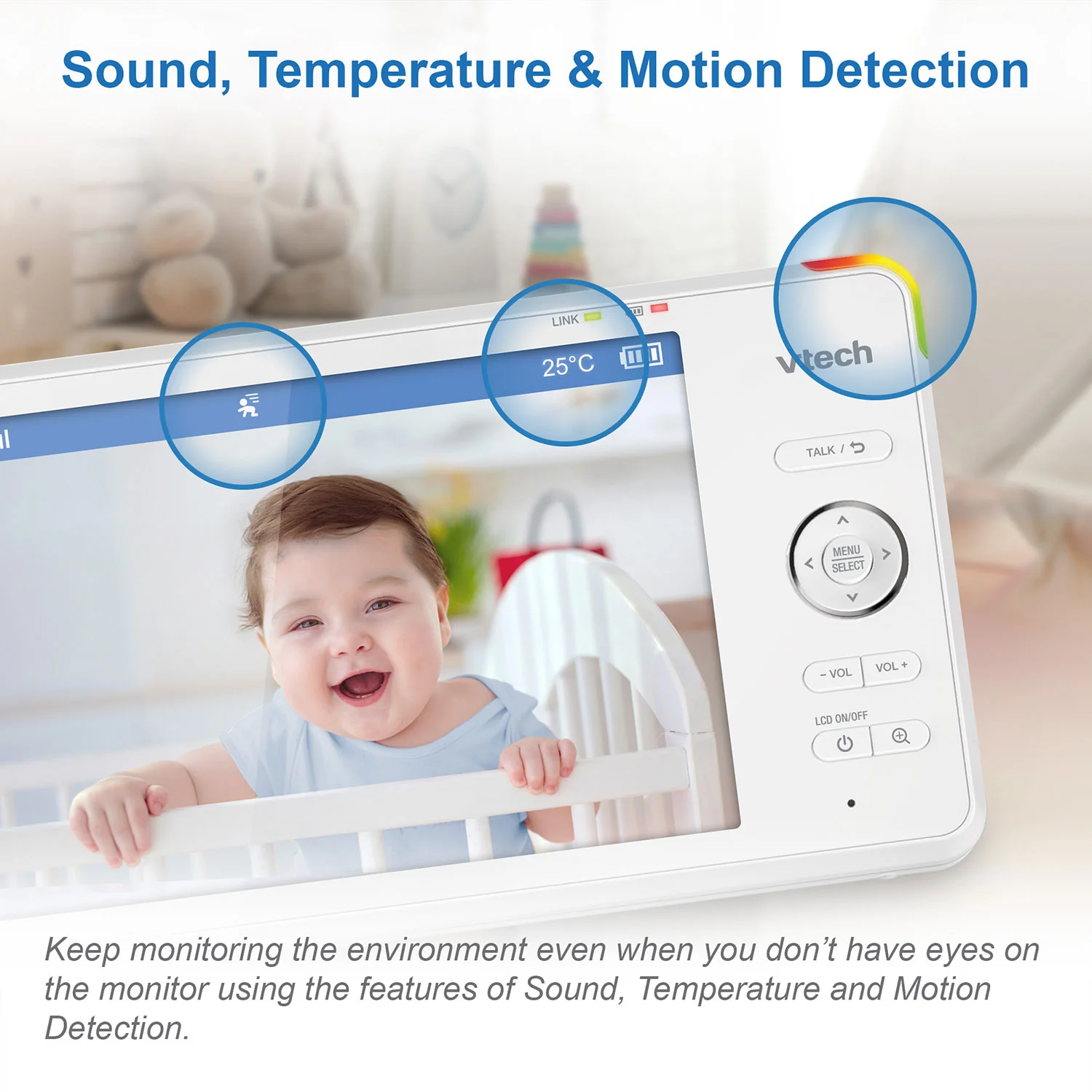 VTech RM7766HD 7" PTZ Smart Video Baby Monitor - Image 10