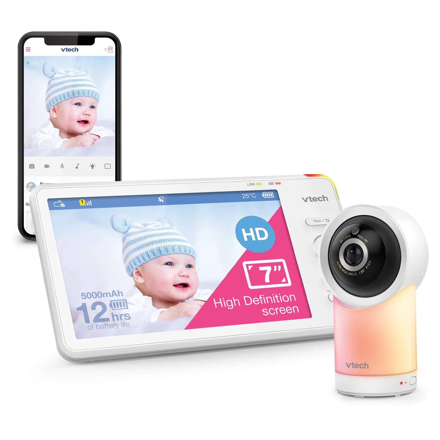 VTech RM7766HD 7" PTZ Smart Video Baby Monitor - Image 7