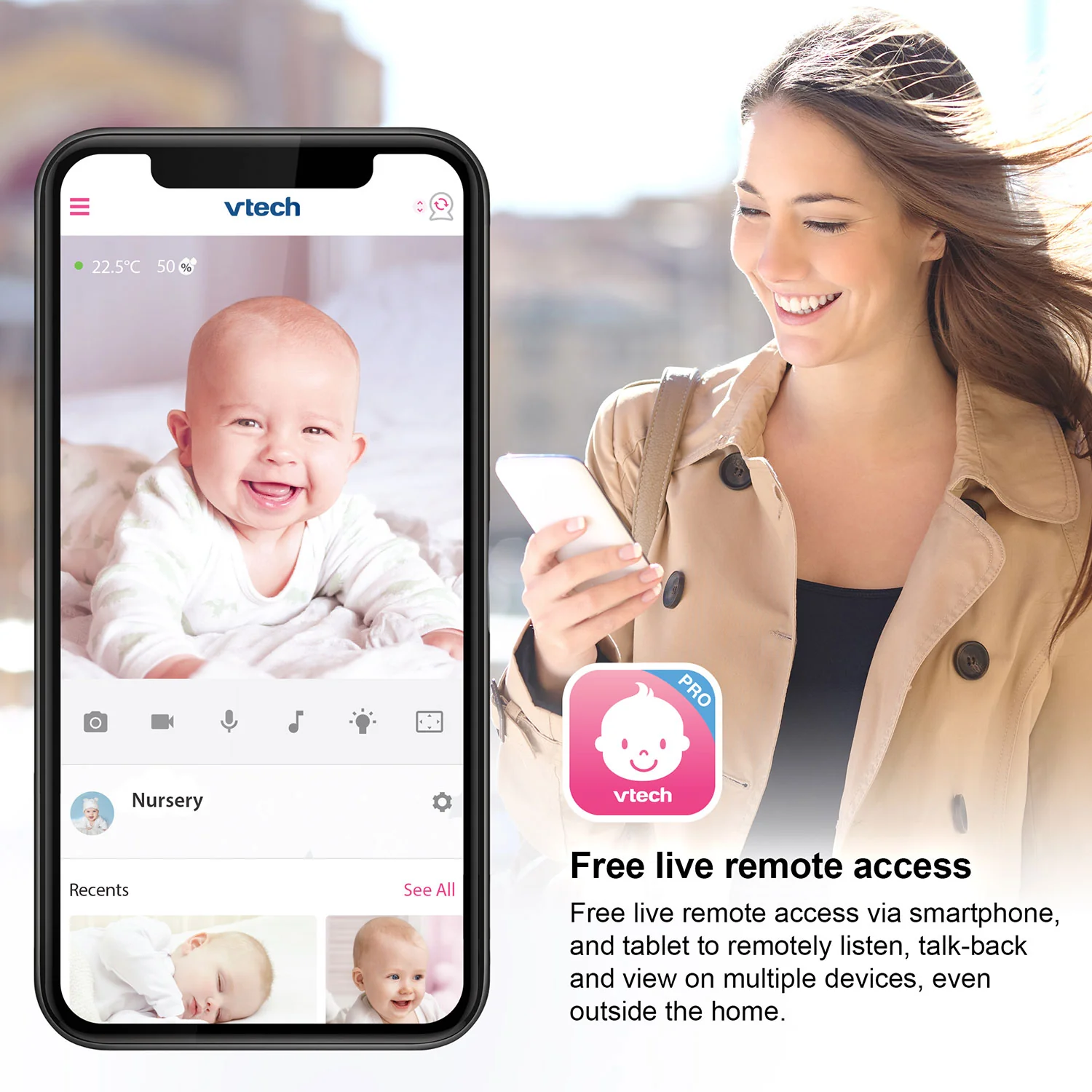 VTech RM7767HD 7" PTZ Smart Video Baby Monitor - Image 21