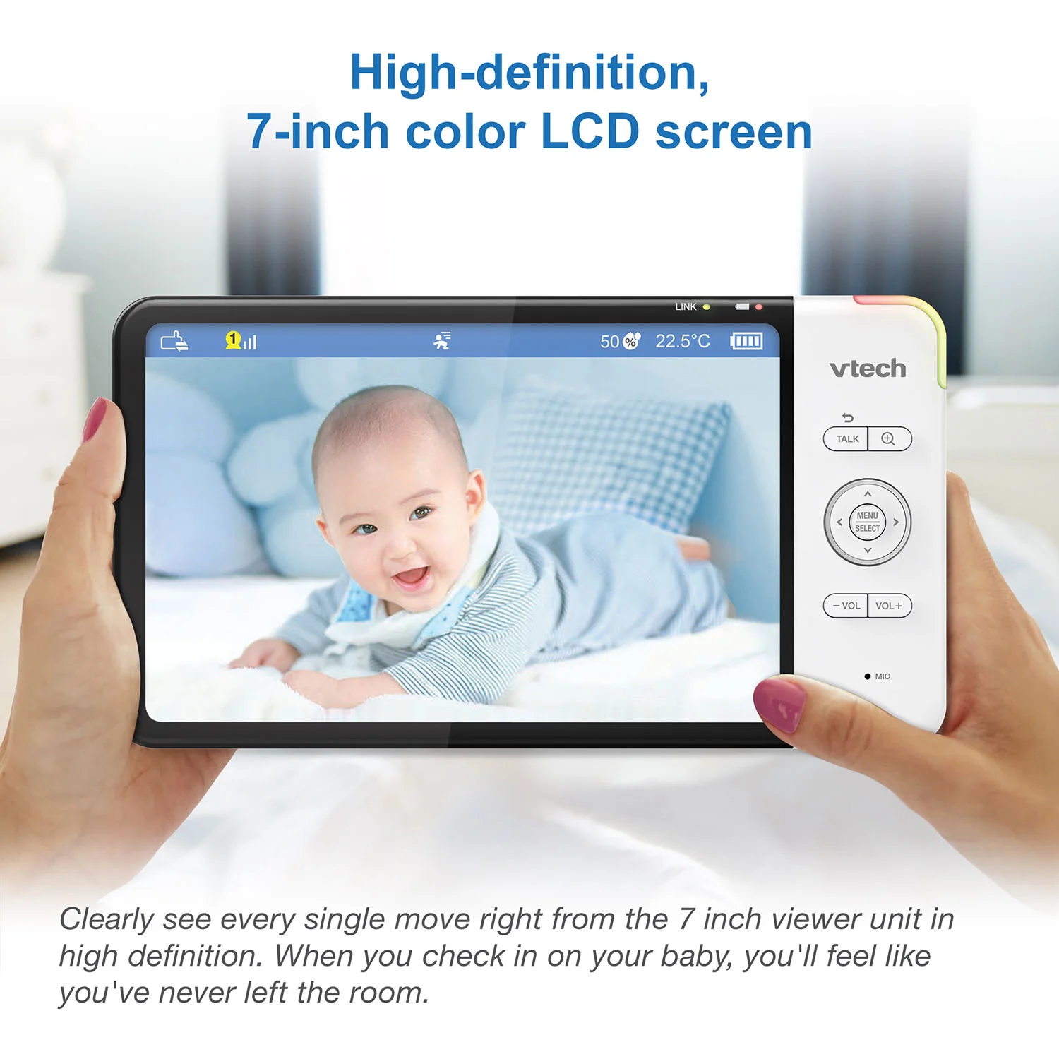 VTech RM7767HD 7" PTZ Smart Video Baby Monitor - Image 5