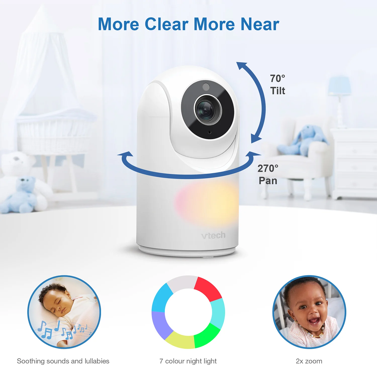 VTech VM3263 2.8" PTZ Digital Video Baby Monitor - Image 5