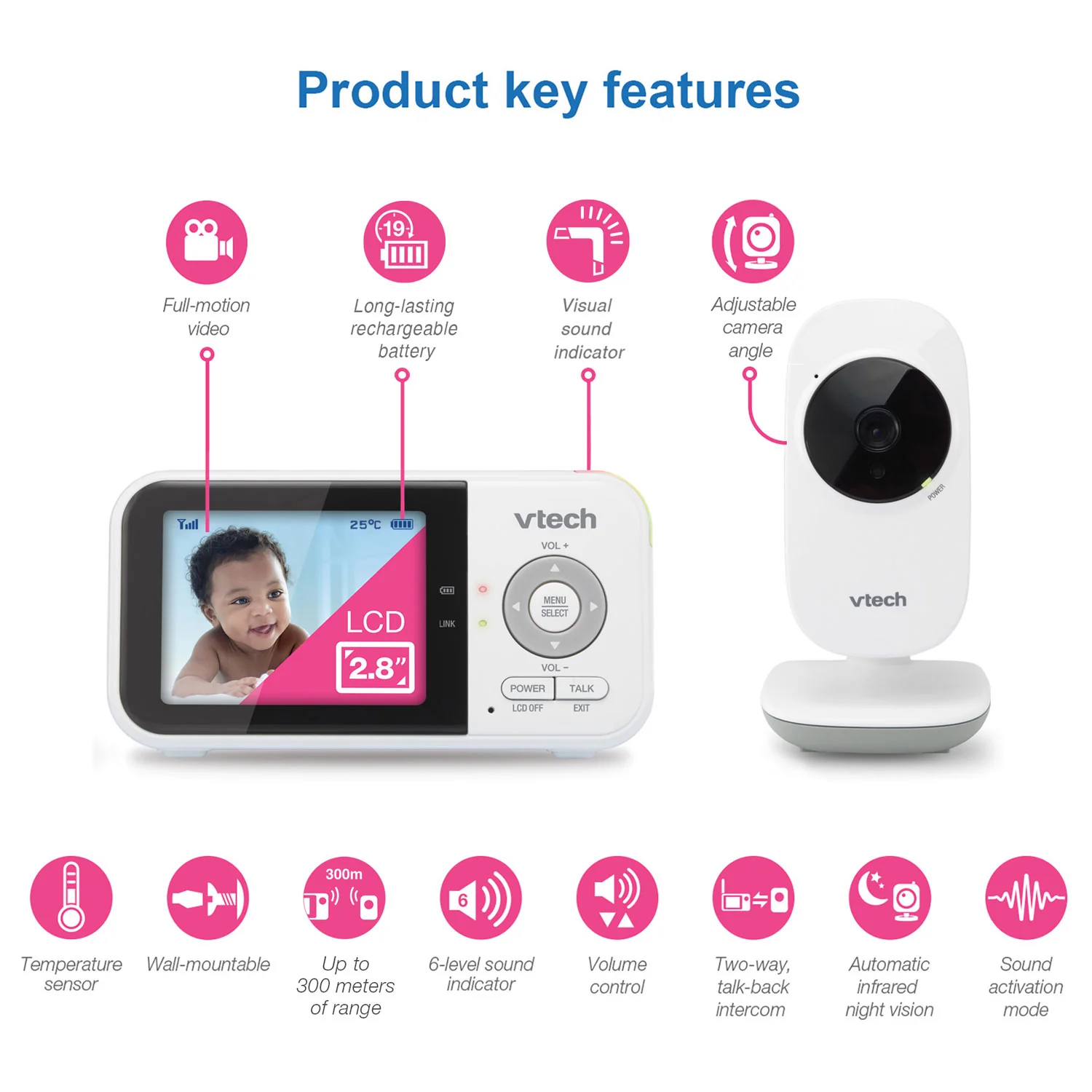 VTech VM819 2.8" Digital Video Baby Monitor - Image 8